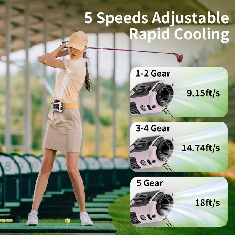 Socool Fan 10000Mah/14500Mah Power Bank, Portable Waist Fan Clip-On Wearable Belt Personal Fan, Rechargeable Battery Operated with Flashlight Hands-Free 40H/67H Cooling for Outdoor